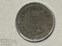 Silver coin Austria 5 Kreuzer 1864