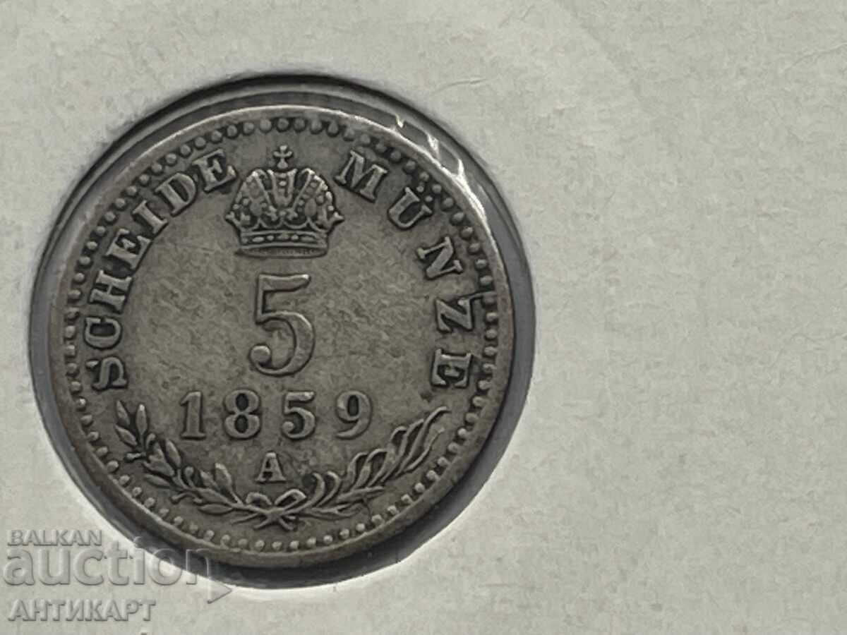 2 pieces rare silver coin Austria 5 and 10 Kreuzer 1859 with price 36.00 BGN | € 18.41 2 pieces rare silver coin Austria 5 and 10 Kreuzer 1859 with price 36.00 BGN | € 18.41