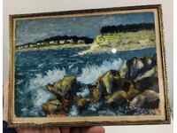 1962 WATERCOLOR PAINTING LANDSCAPE MARITIME FRAME GLASS SIGNED