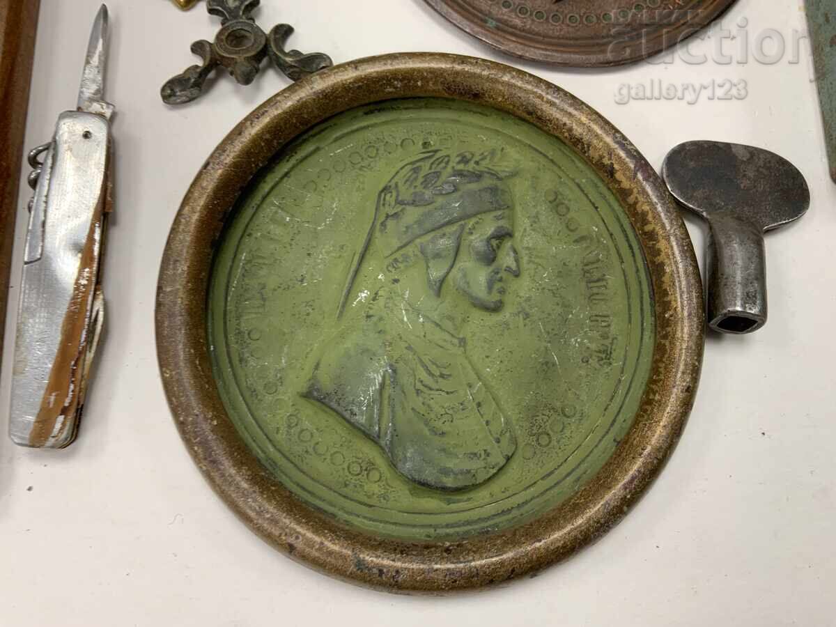 Παρτίδα παλαιών αντικειμένων από ορείχαλκο, μπρούτζινο ανάγλυφο απλίκα - 7