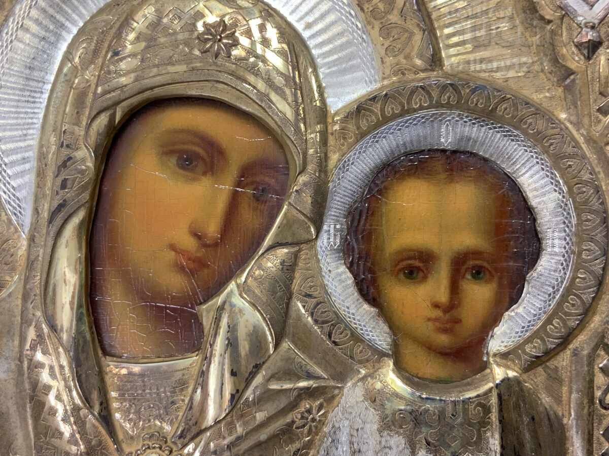 Rusia Țaristă icoană veche oboroc aurire gravură ștampilă Rusia Țaristă icoană veche oboroc aurire gravură ștampilă