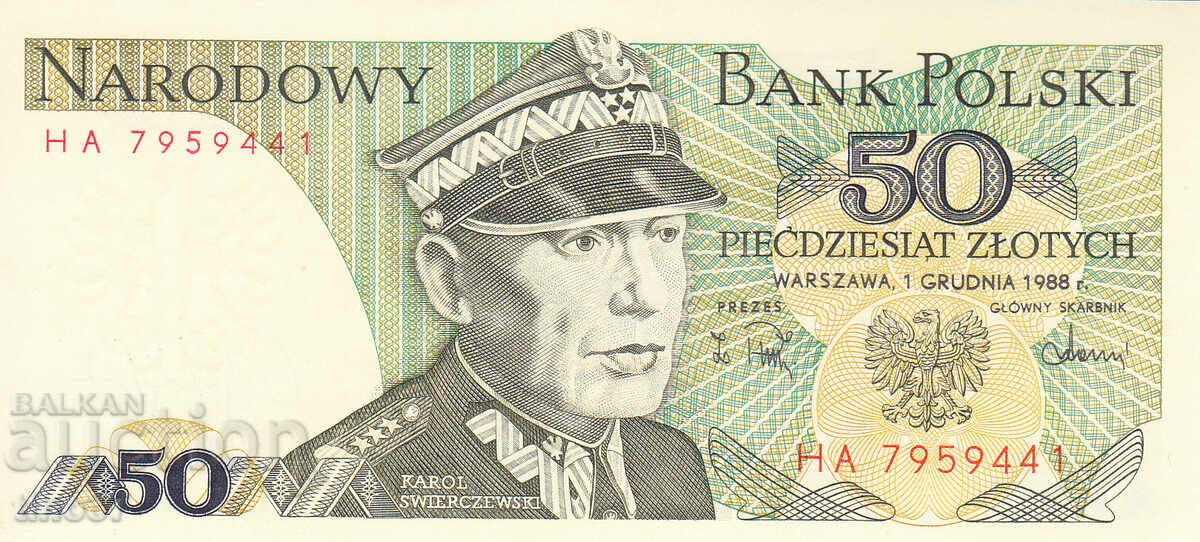 tino37- ΠΟΛΩΝΙΑ - 50 ΖΛΟΤ - 1988 - UNC με τιμή 1.00 BGN | € 0.51 tino37- ΠΟΛΩΝΙΑ - 50 ΖΛΟΤ - 1988 - UNC με τιμή 1.00 BGN | € 0.51