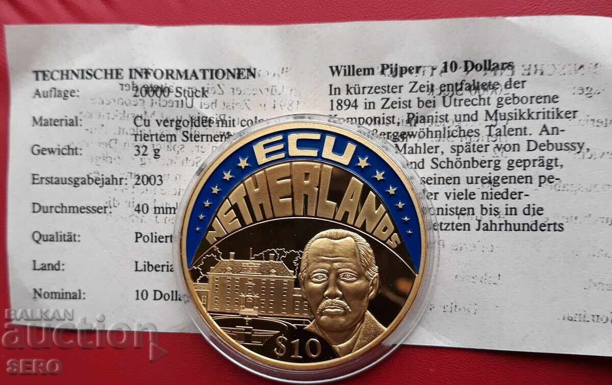 Либерия-10 долара 2003-Нидерландия