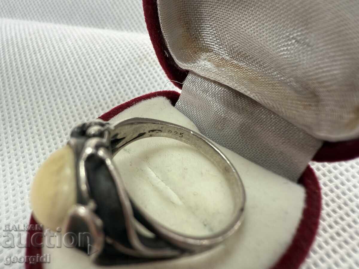 Немски сребърен пръстен с кост. №7683 - 5 Немски сребърен пръстен с кост. №7683 - 5