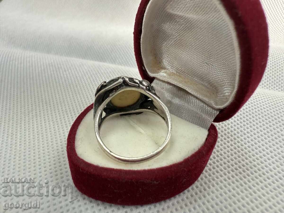 Немски сребърен пръстен с кост. №7683 - 6 Немски сребърен пръстен с кост. №7683 - 6