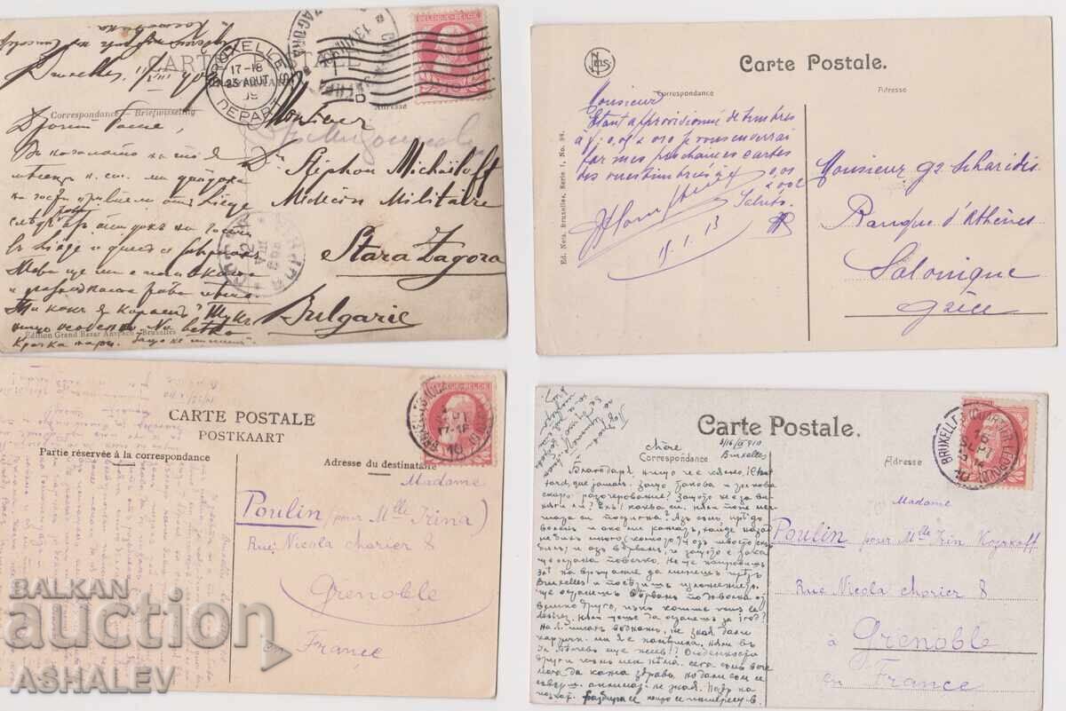 Belgia 4 buc.- călătorite 1910/13 cu preț € 20.00 | 39.12 BGN