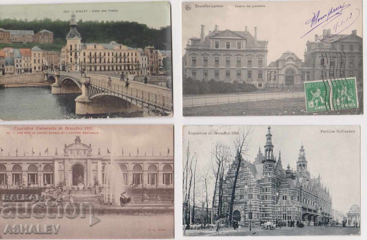 Βέλγιο 4 τμχ.-ταξιδεμένα 1910/13