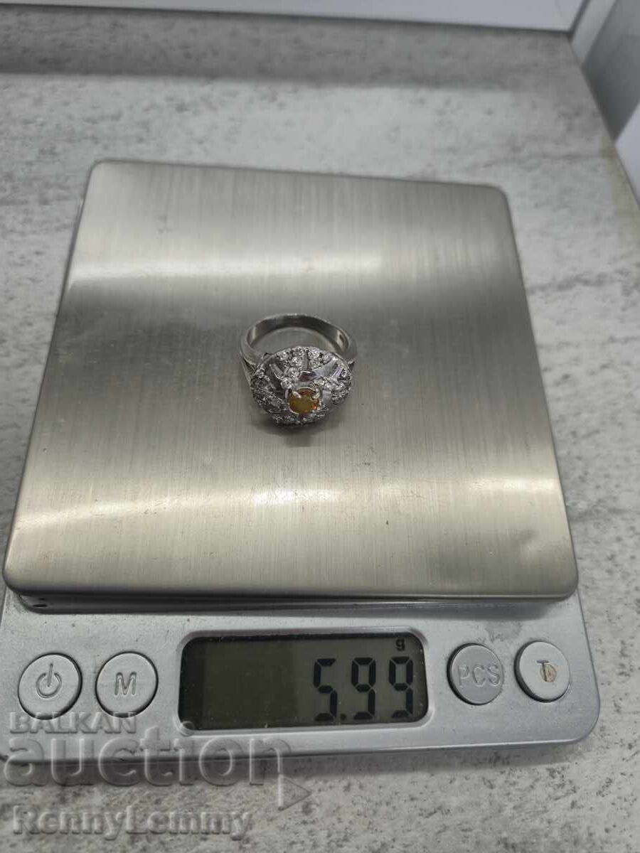 Αρχαίο ασημένιο δαχτυλίδι με ζαφείρι - 5