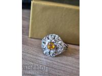 Старинен сребърен пръстен със сапфир