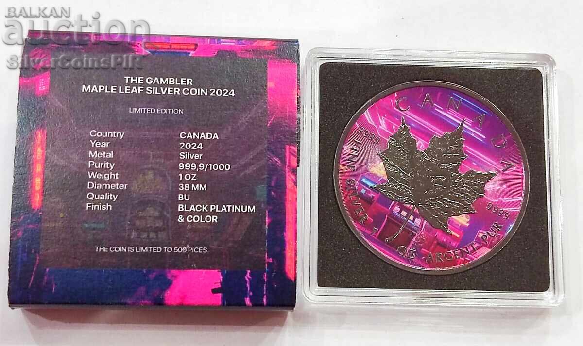 Silver 1 oz Gambler Poker 2024 Canada with price 130.00 BGN | € 66.47