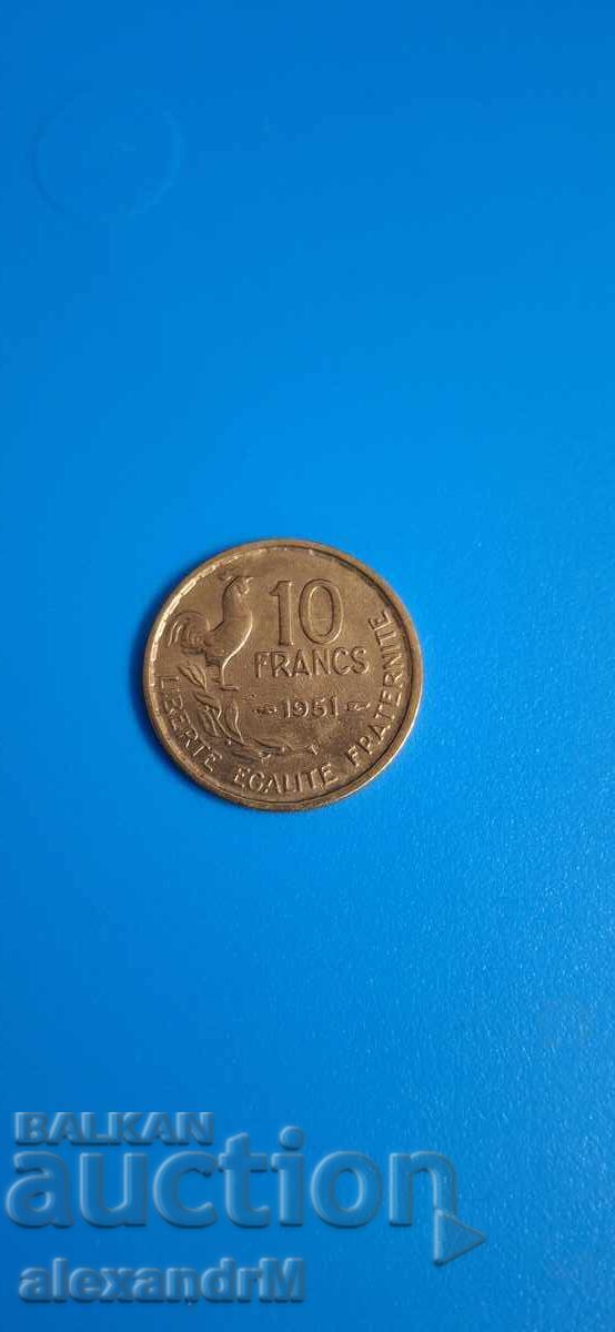 10 франка 1951 Франция Четвърта република.