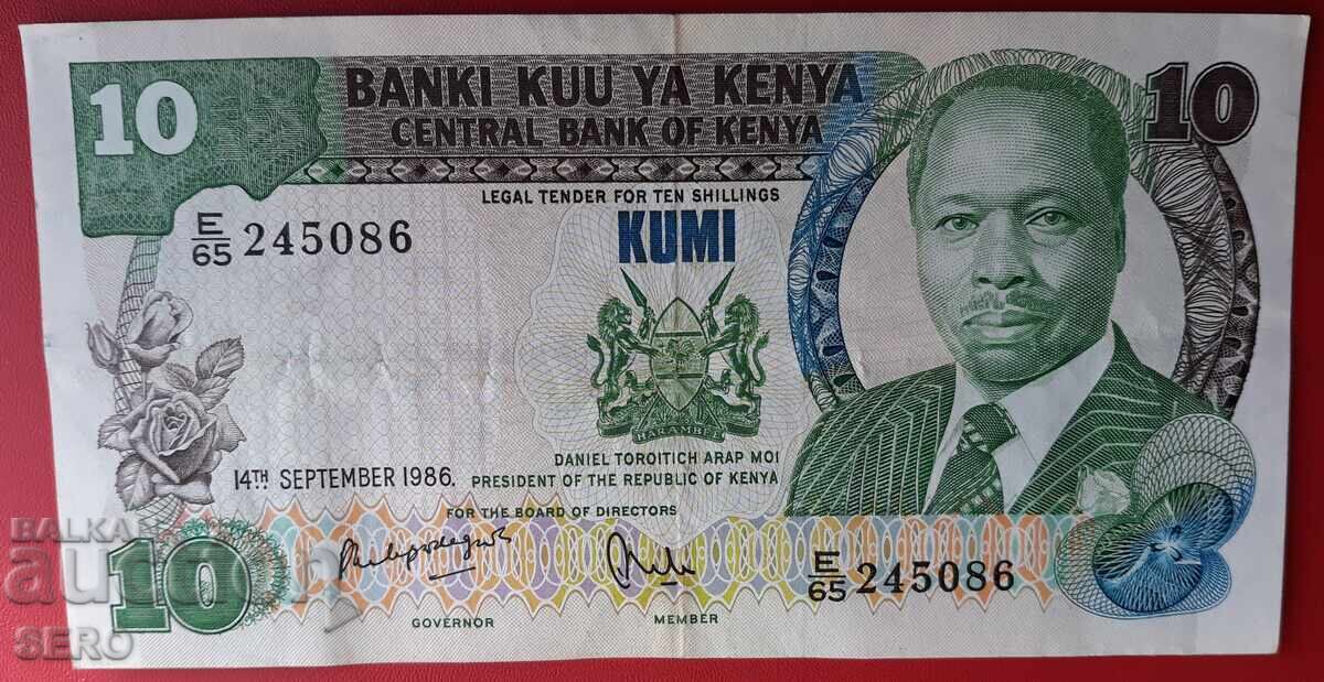 Bancnotă-Kenya-10 șilingi 1986