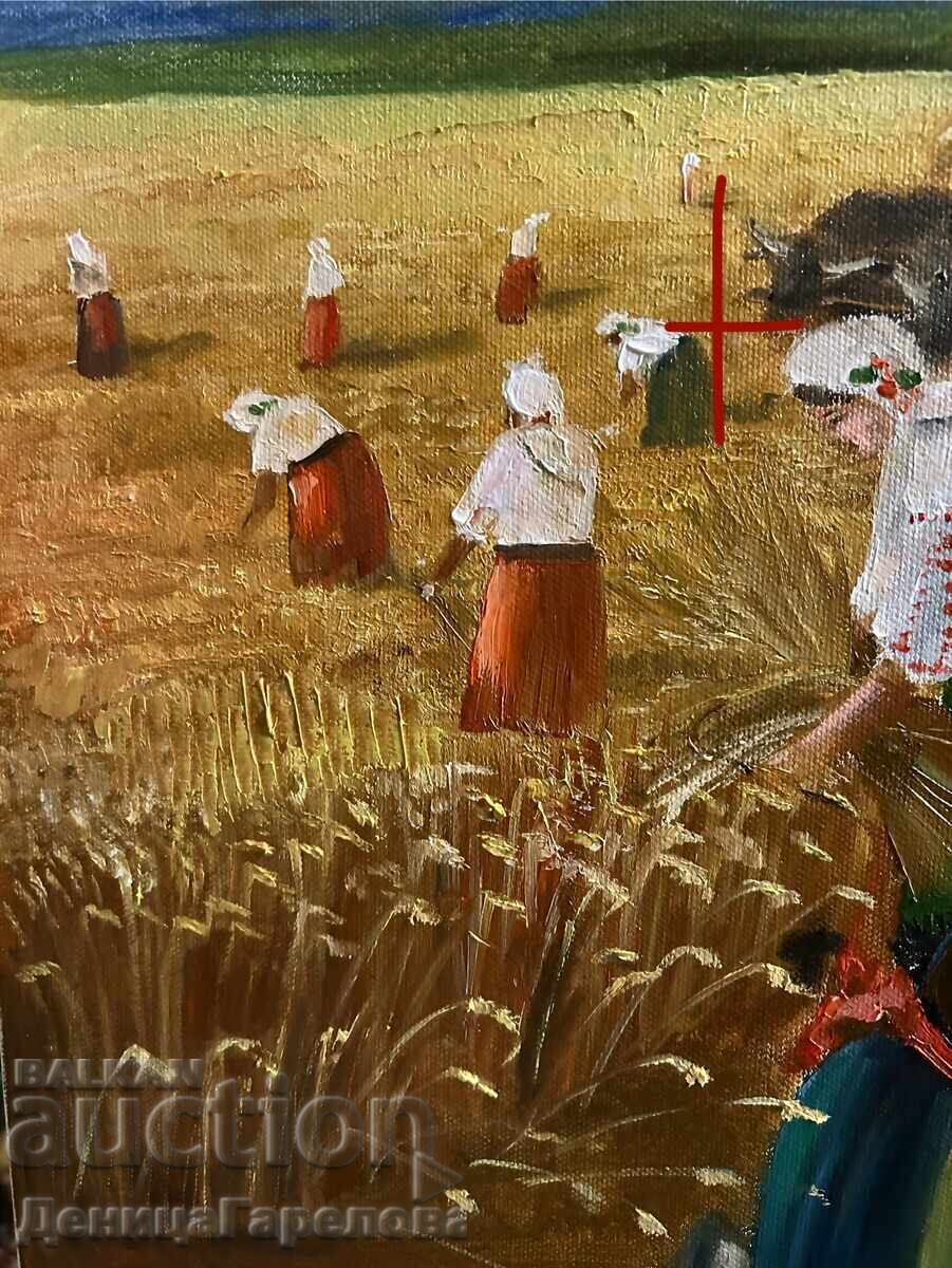 Auction  Denitsa Garelova Painting 70/50 "Reapers"