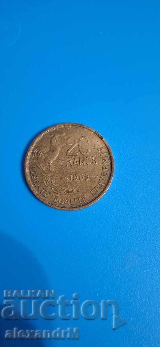 20 φράγκα 1953 Γαλλία Τέταρτη Δημοκρατία