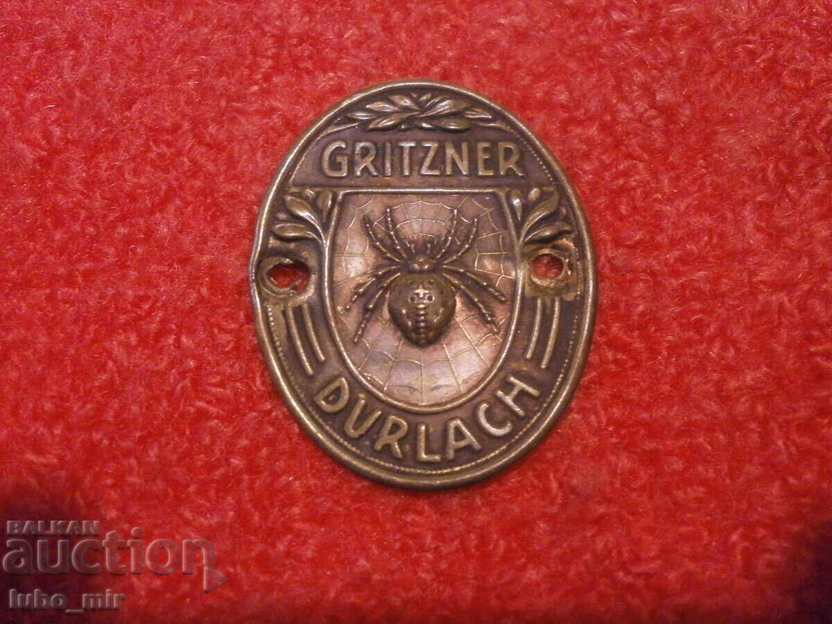 EMBLEMĂ VECHE DE BRONZ DE LA MAȘINĂ DE CUSUT - GRITZNER