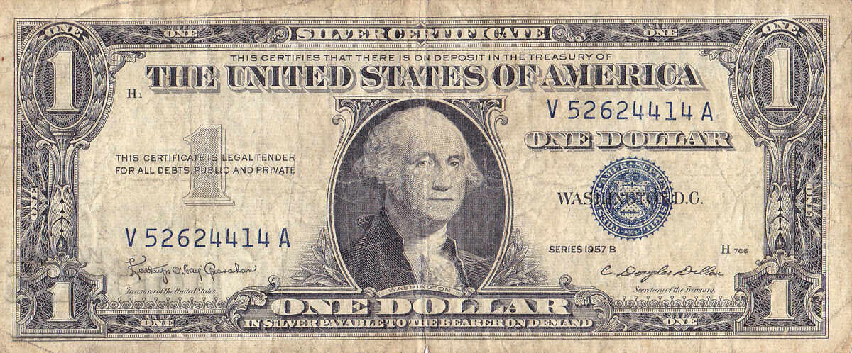 tino37 - USA /USA/ - 1 DOLLAR - /SILVER CERTIFICATE/ - 1957 with price 12.90 BGN | € 6.60
