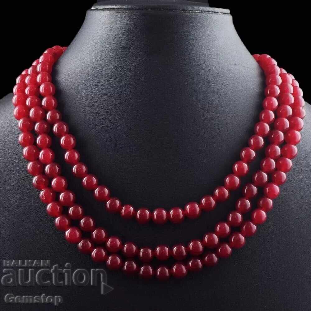 OFERTĂ! 479k-tă colier cu trei rânduri de rubin-corindon de la 1st! cu preț 0.01 BGN | € 0.01