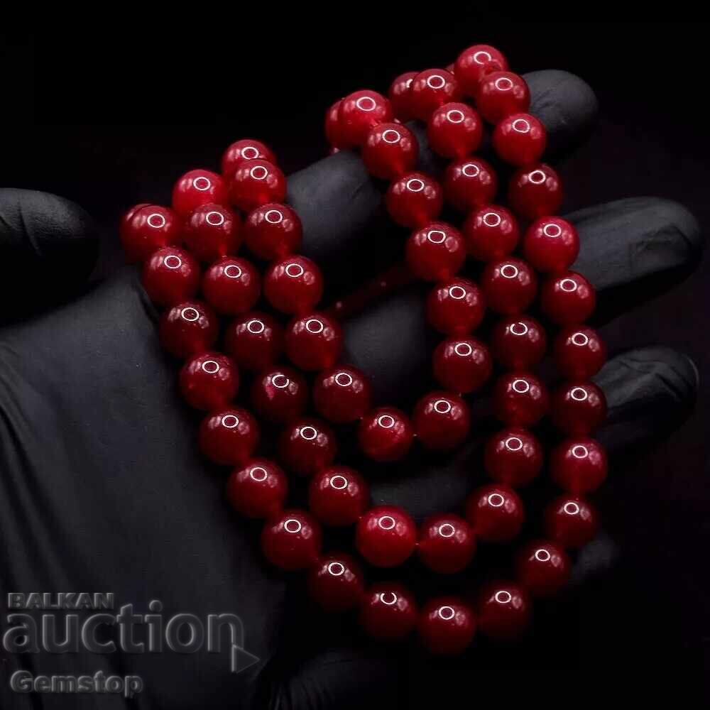 Licitație OFERTĂ! 479k-tă colier cu trei rânduri de rubin-corindon de la 1st!