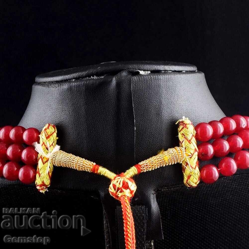 Livrarea OFERTĂ! 479k-tă colier cu trei rânduri de rubin-corindon de la 1st!