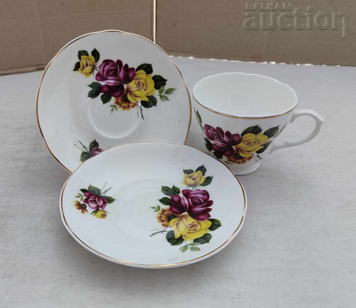 PORCELAIN CUP AND TWO SAUCERS ENGLAND with price € 7.67 | 15.00 BGN PORCELAIN CUP AND TWO SAUCERS ENGLAND with price € 7.67 | 15.00 BGN