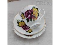 PORCELAIN CUP AND TWO SAUCERS ENGLAND