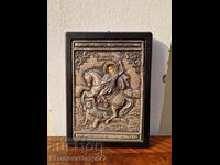 Υπέροχη αντίκα ασημένια εικόνα Αγίου Δημητρίου