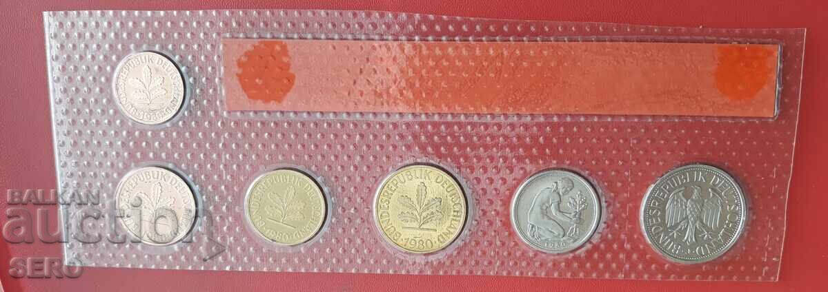 Γερμανία - ΣΕΤ 1980 J-Αμβούργο από 6 νομίσματα - ματ-γυαλιστερό με τιμή 5.01 BGN | € 2.56 Γερμανία - ΣΕΤ 1980 J-Αμβούργο από 6 νομίσματα - ματ-γυαλιστερό με τιμή 5.01 BGN | € 2.56