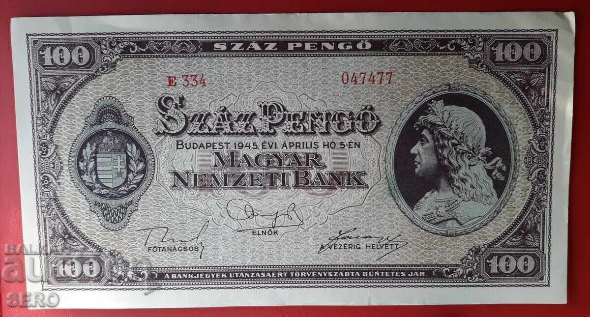 Bancnotă-Ungaria-100 pengő 1945