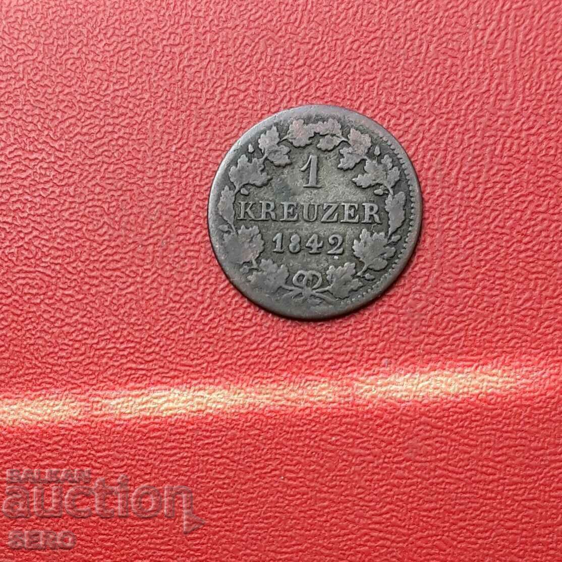 Germany-Bavaria-1 Kreuzer 1842