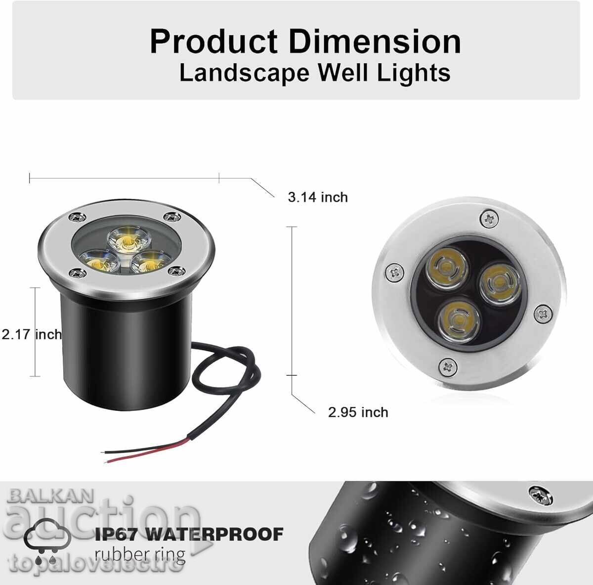 NEW! Set of 4 outdoor recessed LED lamps 3W, IP67, 300 with price 44.00 BGN | € 22.50