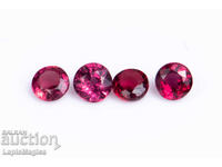 4 pieces of 0.33ct 2.5mm heated ruby, round cut
