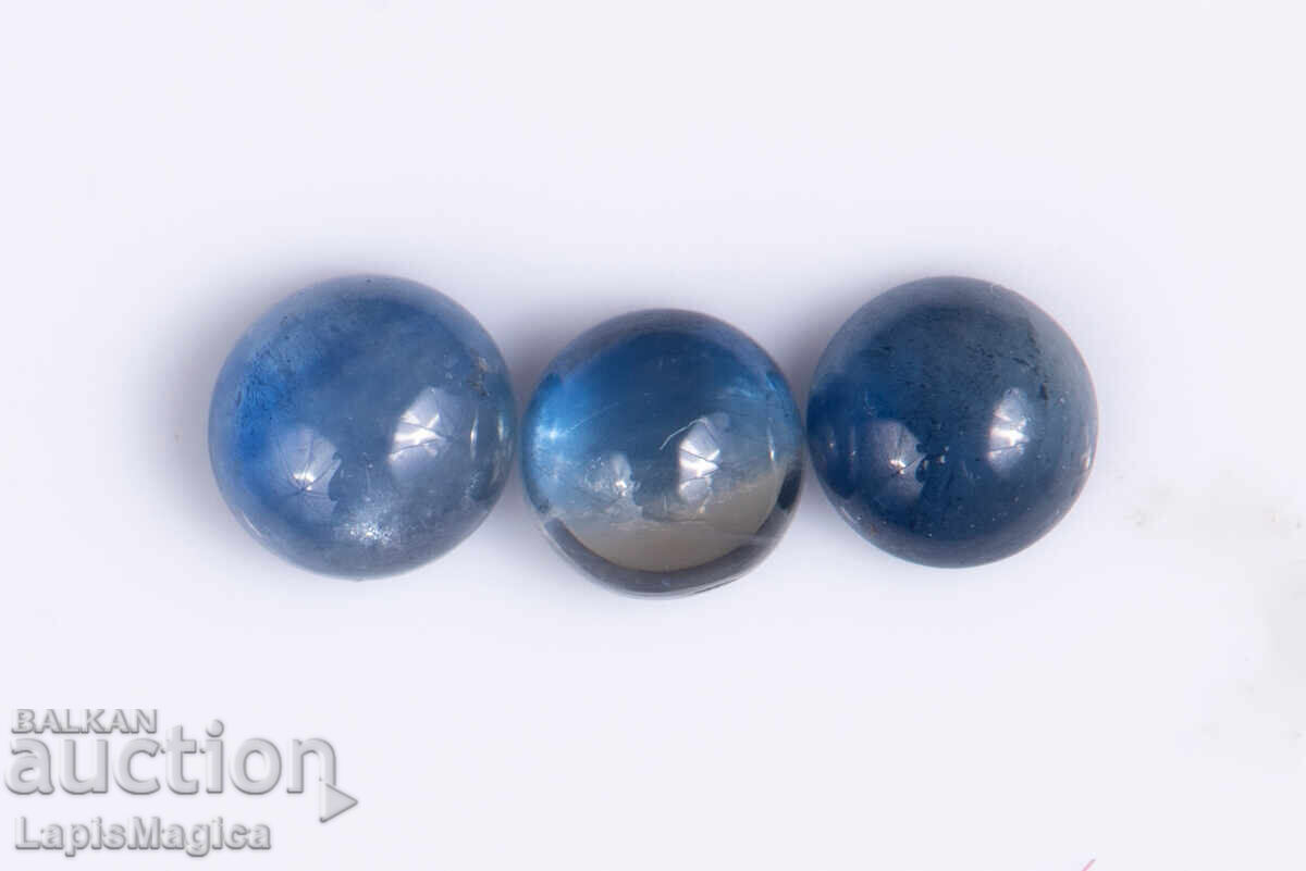 3 броя син сапфир 0.99ct кръгла шлифовка 3 броя син сапфир 0.99ct кръгла шлифовка