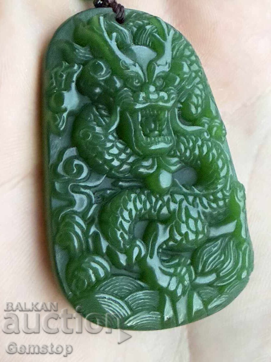 Licitație BZTS! 145k-tă pandantiv amulet natural jad dragon de la 1st!