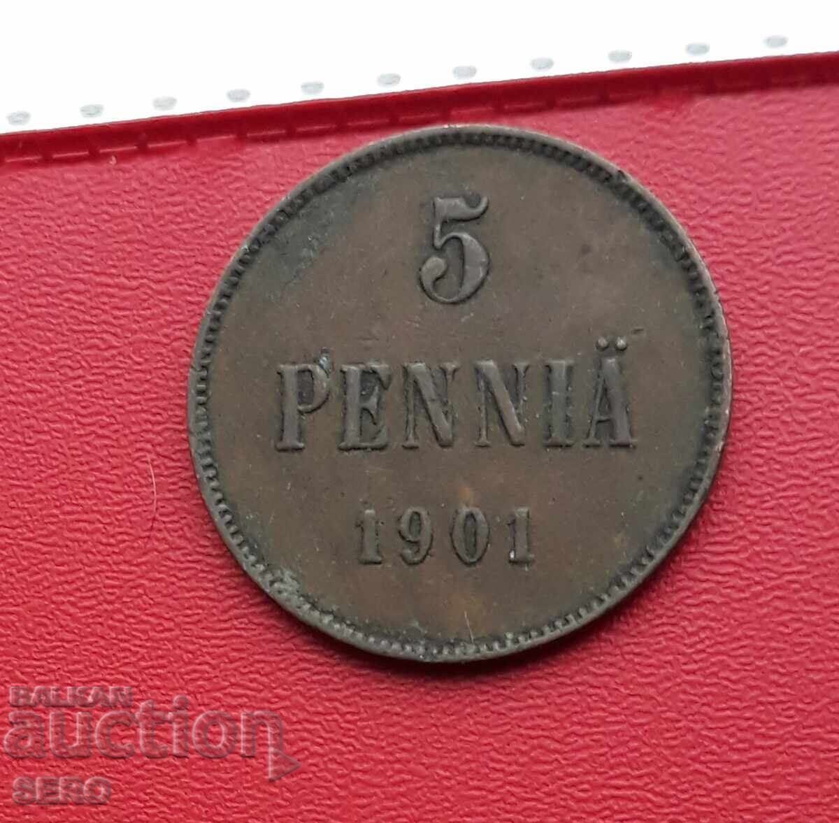 Russia/for Finland/ 5 penniä 1901