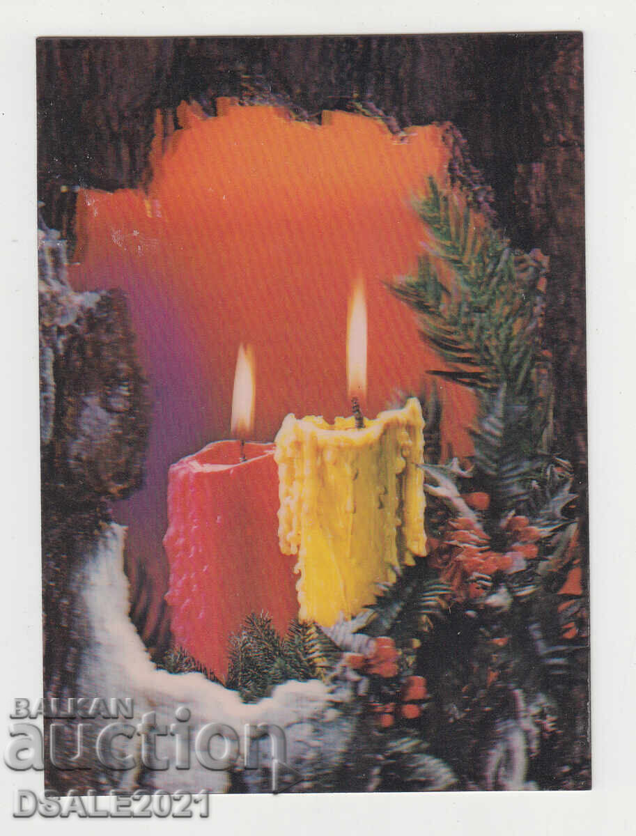 Veche imagine stereo 3D Stereocartolină lumânări de Crăciun 22343