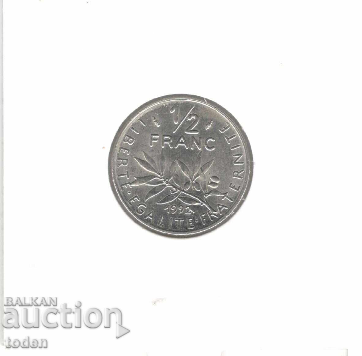 Licitație Franța - ½ Franc - 1992 - KM# 931.1 - Semnătura "O. Roty"
