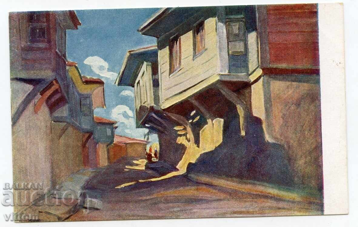 Nikola Tanev Nesebar painting rare postcard