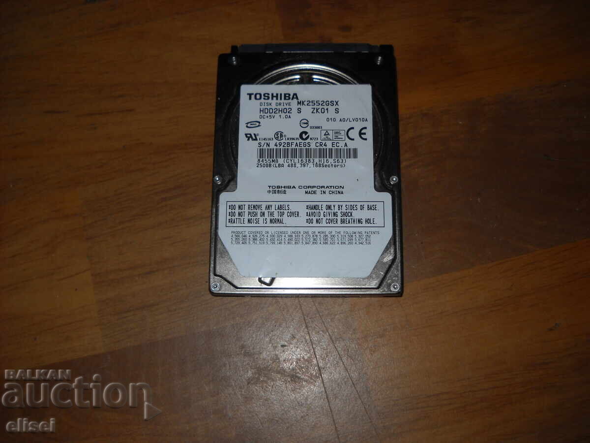 5.1. Hard disk pentru laptop TOSHIBA 250 GB – SATA 2.5”. Folosit 1 5.1. Hard disk pentru laptop TOSHIBA 250 GB – SATA 2.5”. Folosit 1