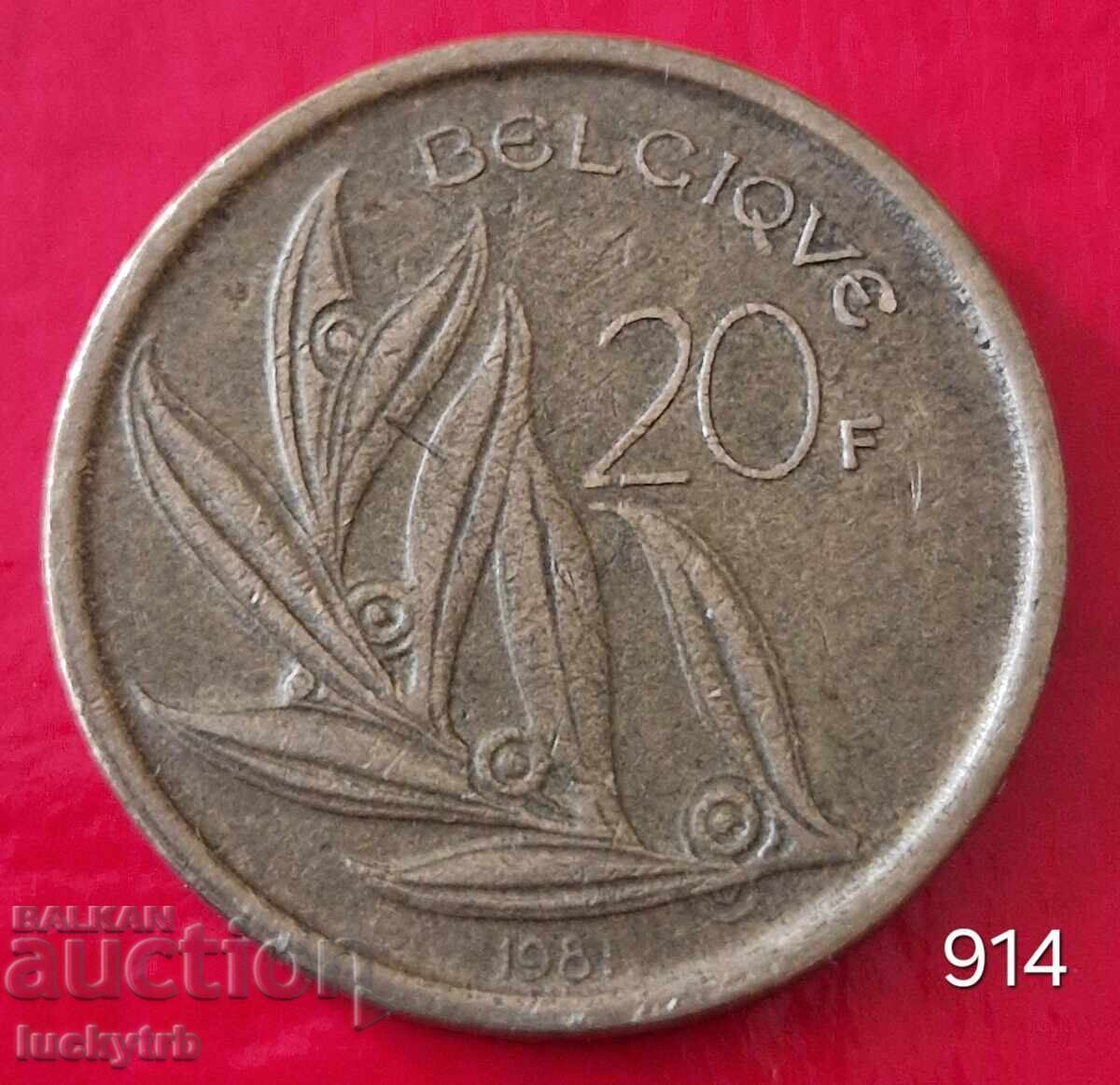 20 Francs 1981 - Belgium - Legend in French