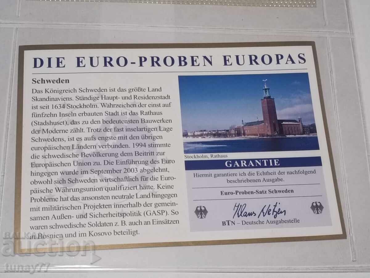 Licitație Set probă Euro Suedia UNC Licitație Set probă Euro Suedia UNC