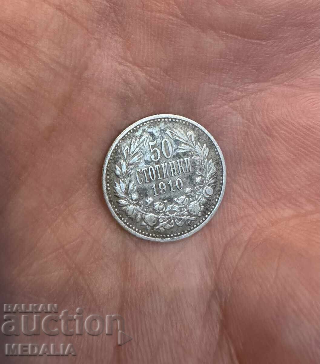 50 Stotinki 1910 - Ferdinand I - Silver - No Line - 5