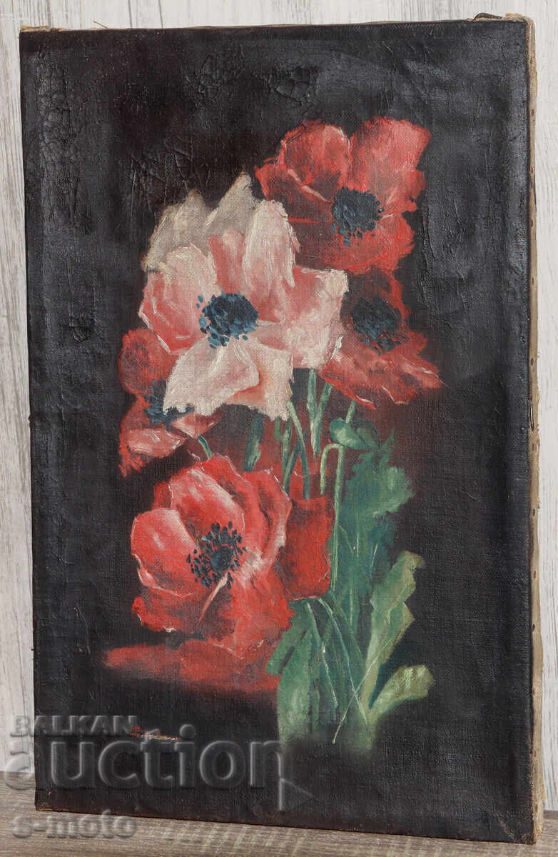 Стара картина маслени бои натюрморт с цена 300.00 лв. | € 153.39