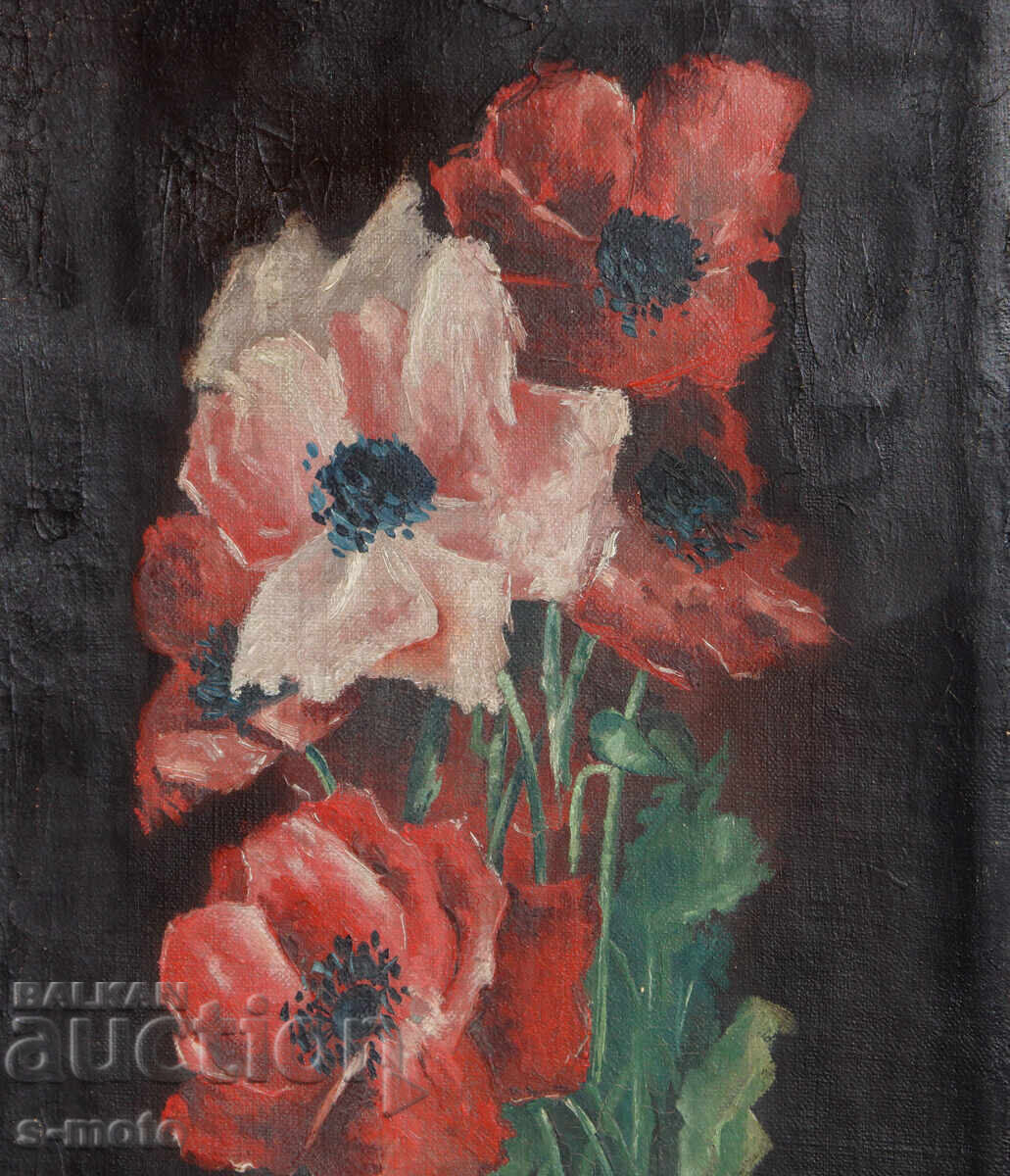 Стара картина маслени бои натюрморт - 5