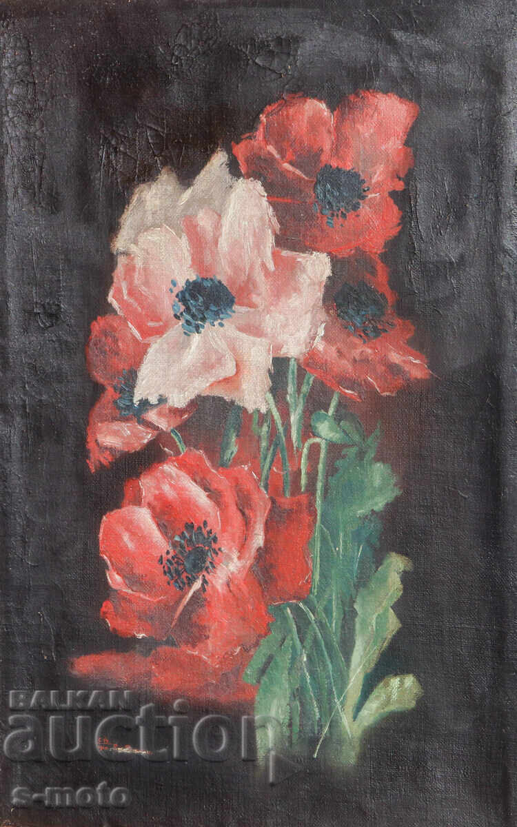 Стара картина маслени бои натюрморт