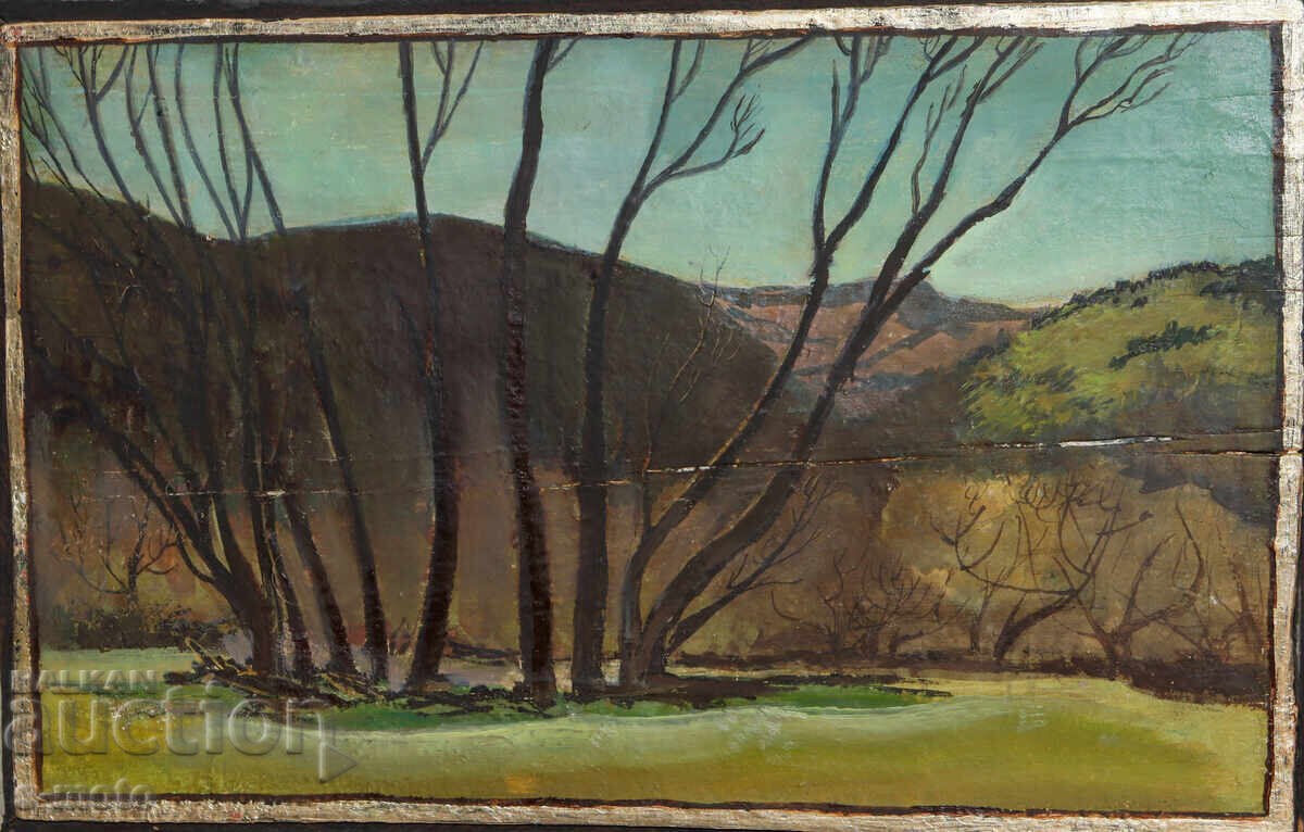 Old oil painting landscape