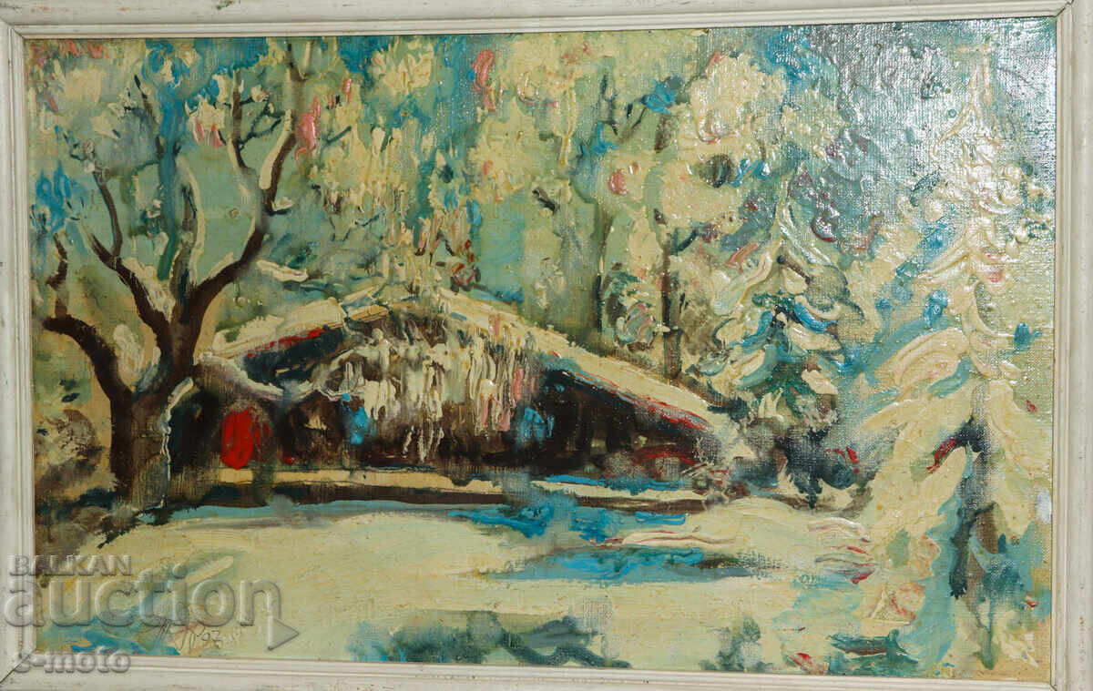 Auction  Oil painting winter landscape 1997