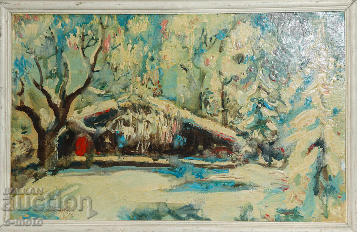 Oil painting winter landscape 1997