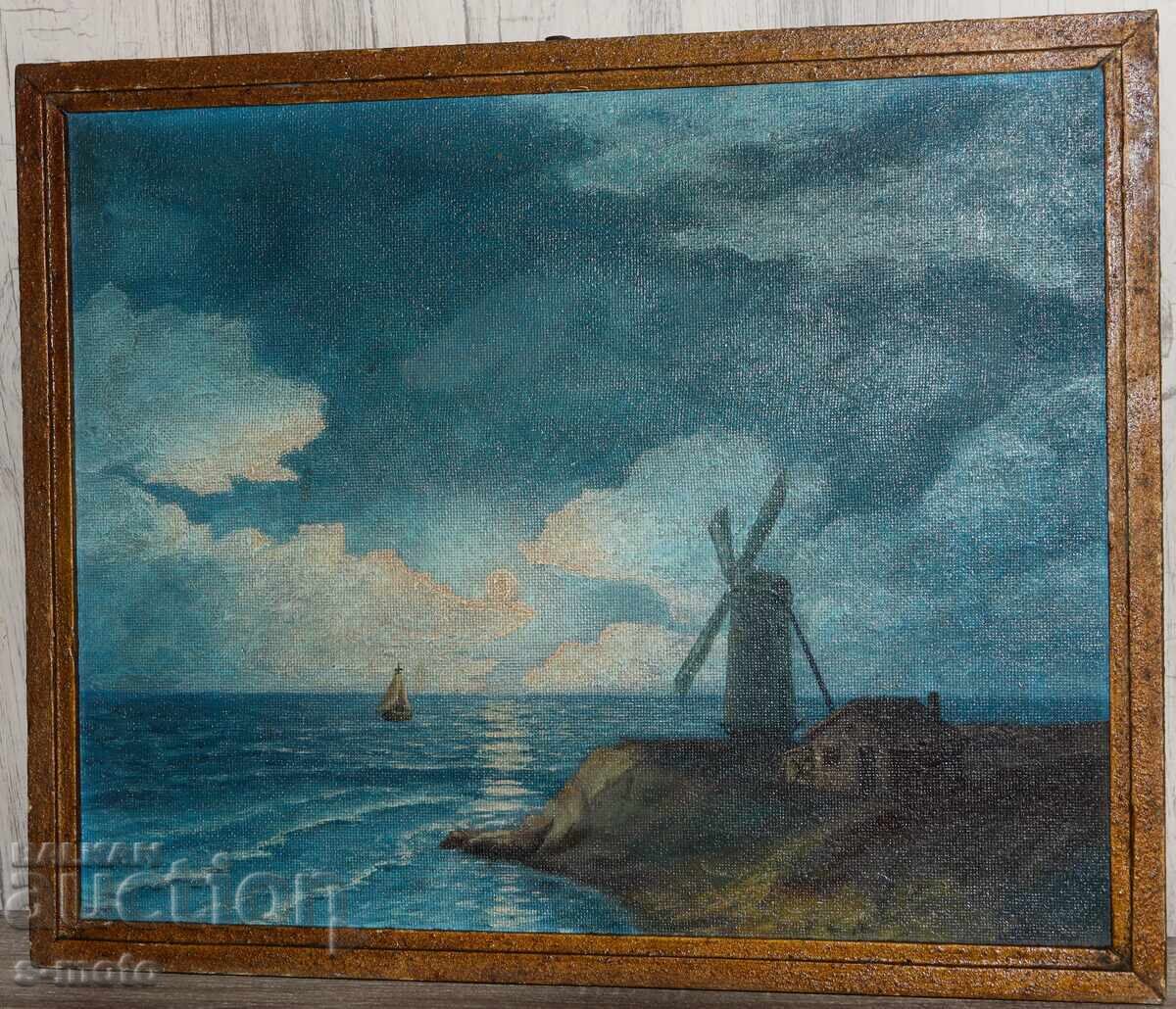 Old oil painting, night landscape with price 350.00 BGN | € 178.95
