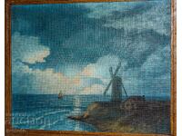 Old oil painting, night landscape