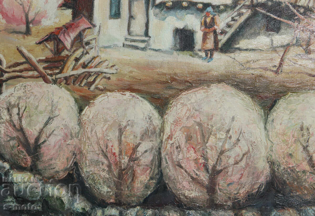 Παράδοση Παλιός ελαιογραφία αγροτικό τοπίο Παράδοση Παλιός ελαιογραφία αγροτικό τοπίο